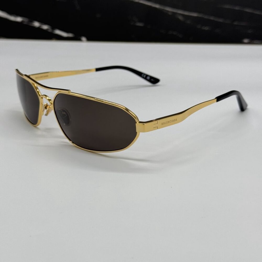 NEW BB0227S 001 BALENCIAGA DARK GOLD/GREY MEN BALENCIAGA SUNGLASSES - Picture 6 of 13